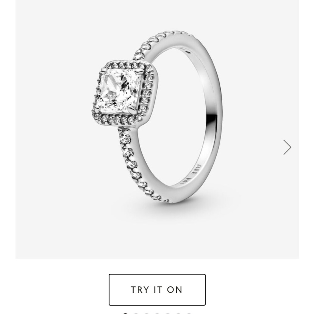 Pandora square sparkle halo ring